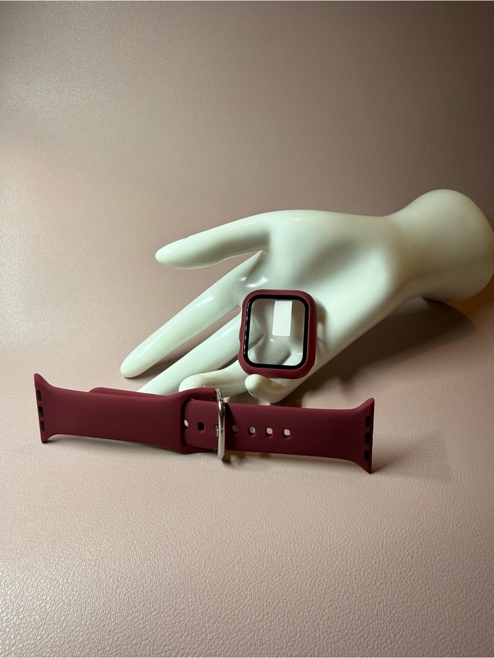 NEW Apple Watch 40mm Burgundy Silicone Band & Matching Protective Case Set 💛